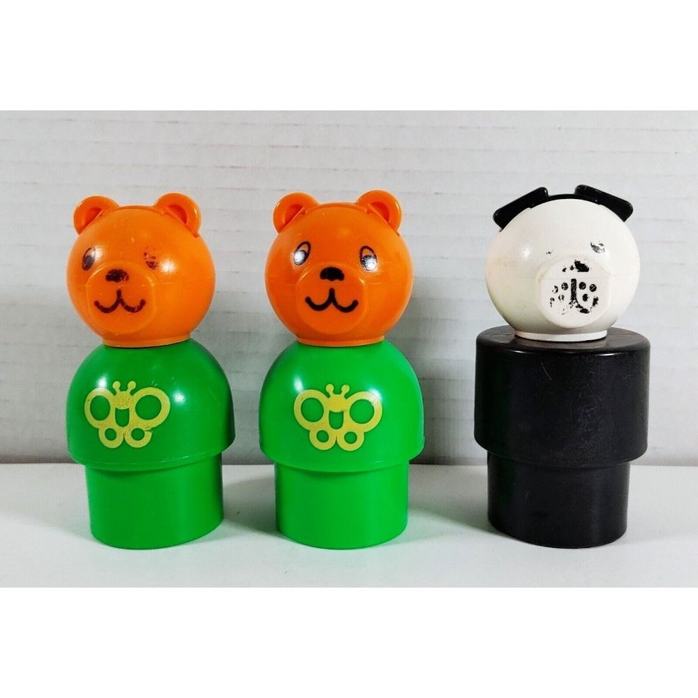 Vintage 1984 Fisher Price Little People Jumbo Large Chunky Dog &  Bears